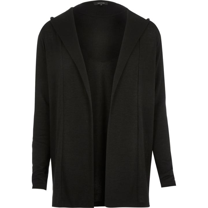 River Island Mensblack Hooded Cardigan