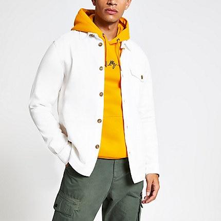 River Island Mens White Button Down Long Sleeve Overshirt