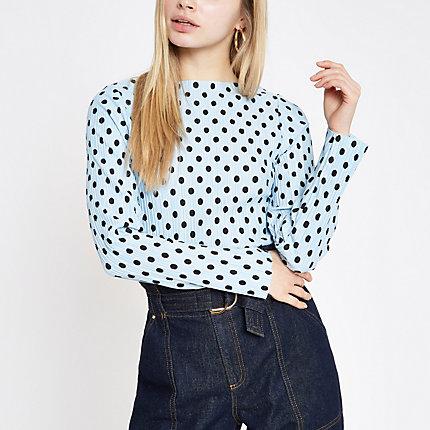 River Island Womens Polka Dot Print High Neck Top