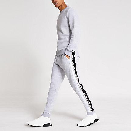 River Island Mens Marl Undefined Embroidered Joggers