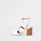 River Island Womens White Wide Fit Double Buckle Shoe Boots