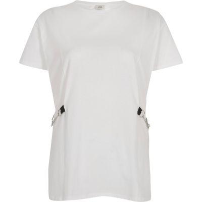 River Island Womens White Chain Side Boyfriend T-shirt