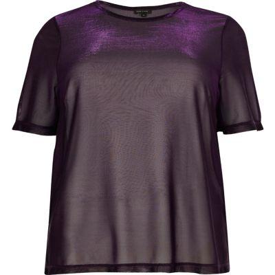 River Island Womens Plus Metallic Mesh T-shirt
