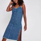River Island Womens Denim Side Split Midi Dress