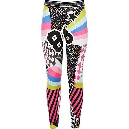 River Island Girls Mixed Print Leggings