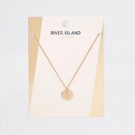 River Island Womens Gold Plated 's' Engraved Necklace