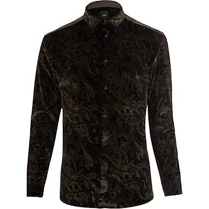 River Island Mens Velvet Printed Shirt