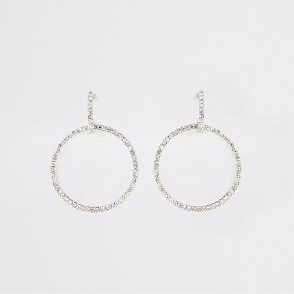River Island Womens Silver Colour Diamante Ring Earrings