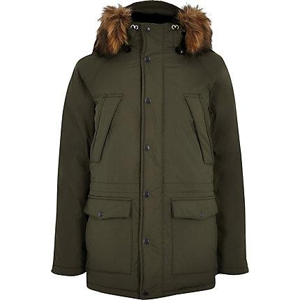 Mens Schott Faux Fur Trim Parka Jacket