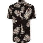 River Island Mens Leaf Print Slim Fit Revere Shirt