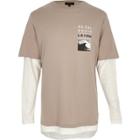 River Island Mensstone Double Layer T-shirt