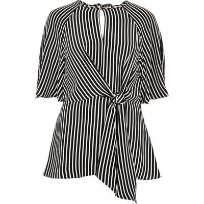 River Island Womens Short Sleeve Stripe Tie Front Blouse