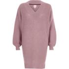 River Island Womens Dusty V Neck Knit Sweater Dress