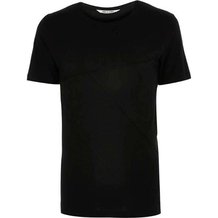 River Island Mensblack Only & Sons Patchwork T-shirt