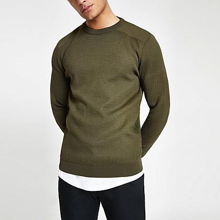 River Island Mens Slim Fit Textured Knit Sweater