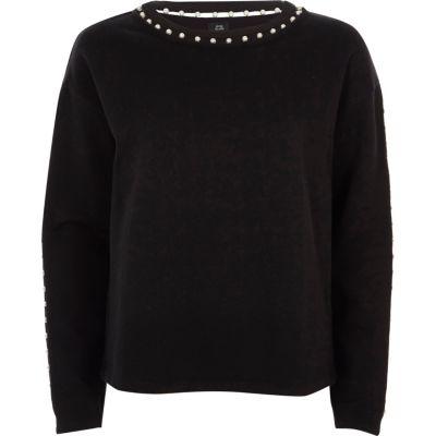 River Island Womens Faux Pearl Neck Sweatshirt