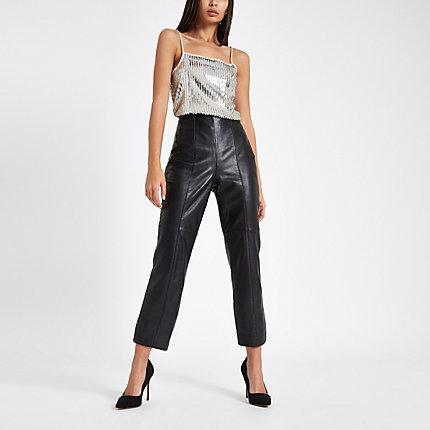 River Island Womens Silver Sequin Cami Top