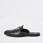 River Island Mens Leather Croc Embossed Backless Loafers
