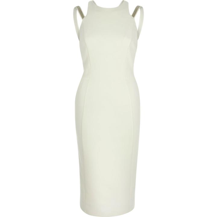 River Island Womens White Embellished Strap Bodycon Dress