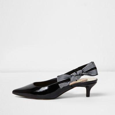 River Island Womens Patent Bow Slingback Kitten Heel Shoes
