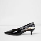 River Island Womens Patent Bow Slingback Kitten Heel Shoes