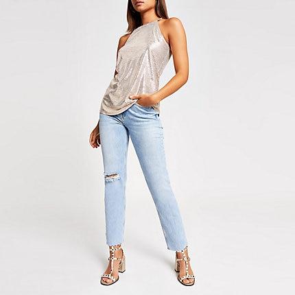 River Island Womens Gold Metallic Vest Top