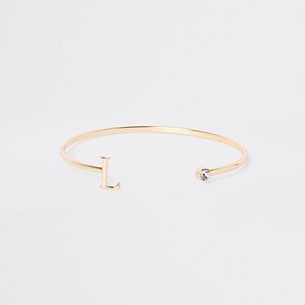 River Island Womens Gold Plated 'l' Initial Cuff Bracelet