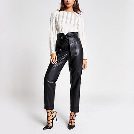 River Island Womens Sequin Beaded Long Sleeve Top