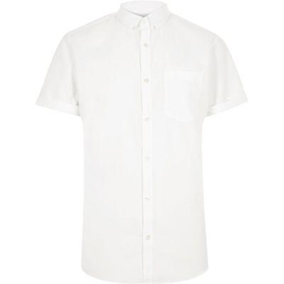 River Island Mens Big And Tall White Short Sleeve Oxford Shirt