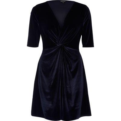 River Island Womens Velvet Knot Skater Dress