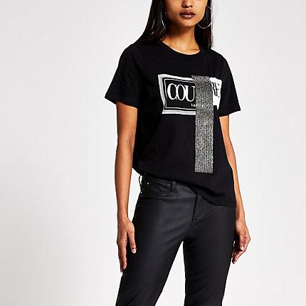 River Island Womens Petite 'couture' Diamante T-shirt