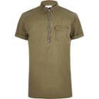 River Island Mens Washed Zip Neck Short Sleeve Top