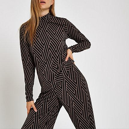 River Island Womens Geo Print Jacquard High Neck Top