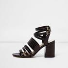 River Island Womens Croc Strappy Block Heel Sandals