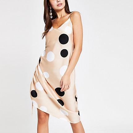 River Island Womens Spot Ruched Side Slip Dress