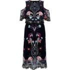 River Island Womens Floral Embroidered Mesh Midi Prom Dress