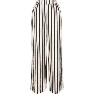 River Island Womens White Stripe Wide Leg Trousers