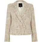 River Island Womens Boucle Double-breasted Fitted Jacket