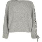 River Island Womens Eyelet Lace-up Sleeve Jumper