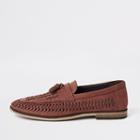 River Island Mens Woven Leather Loafers