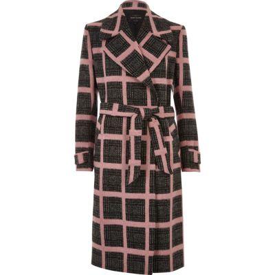 River Island Womens Check Tied Duster Coat