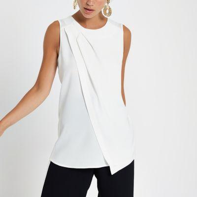 River Island Womens White Sleeveless Wrap Top
