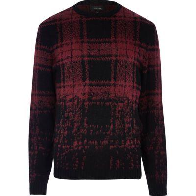 River Island Mens Faded Check Sweater