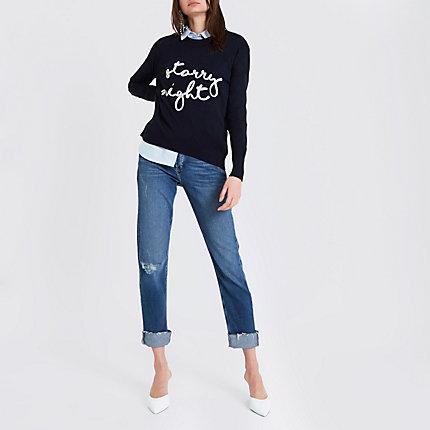 River Island Womens 'starry Night' Glitter Christmas Sweater