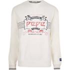 River Island Mens Pepe Jeans White Logo Print Sweatshirt