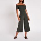 River Island Womens Rib Bardot Wide Leg Jumpsuit