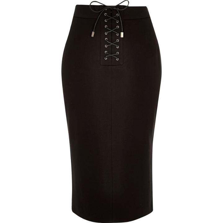 River Island Womens Lace-up Pencil Skirt