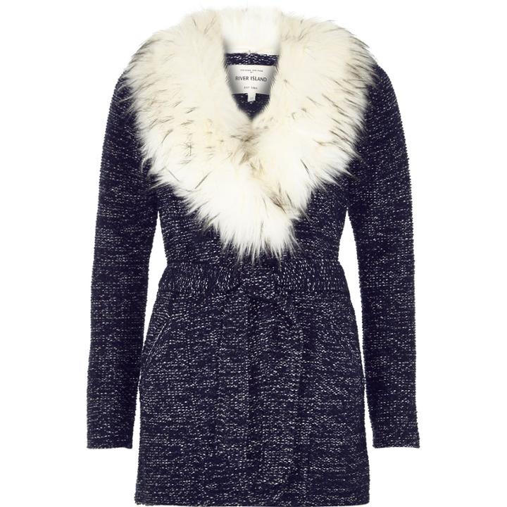 River Island Womens Jersey Faux Fur Jacket