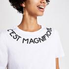 River Island Womens White Neck Printed T-shirt