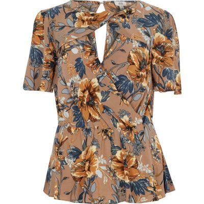 River Island Womens Floral Print Twist Top